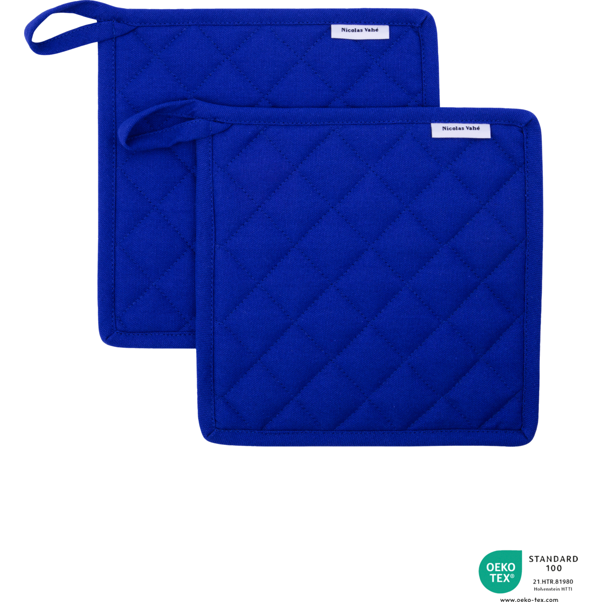 Potholders, Neat in Blue, Set of 2