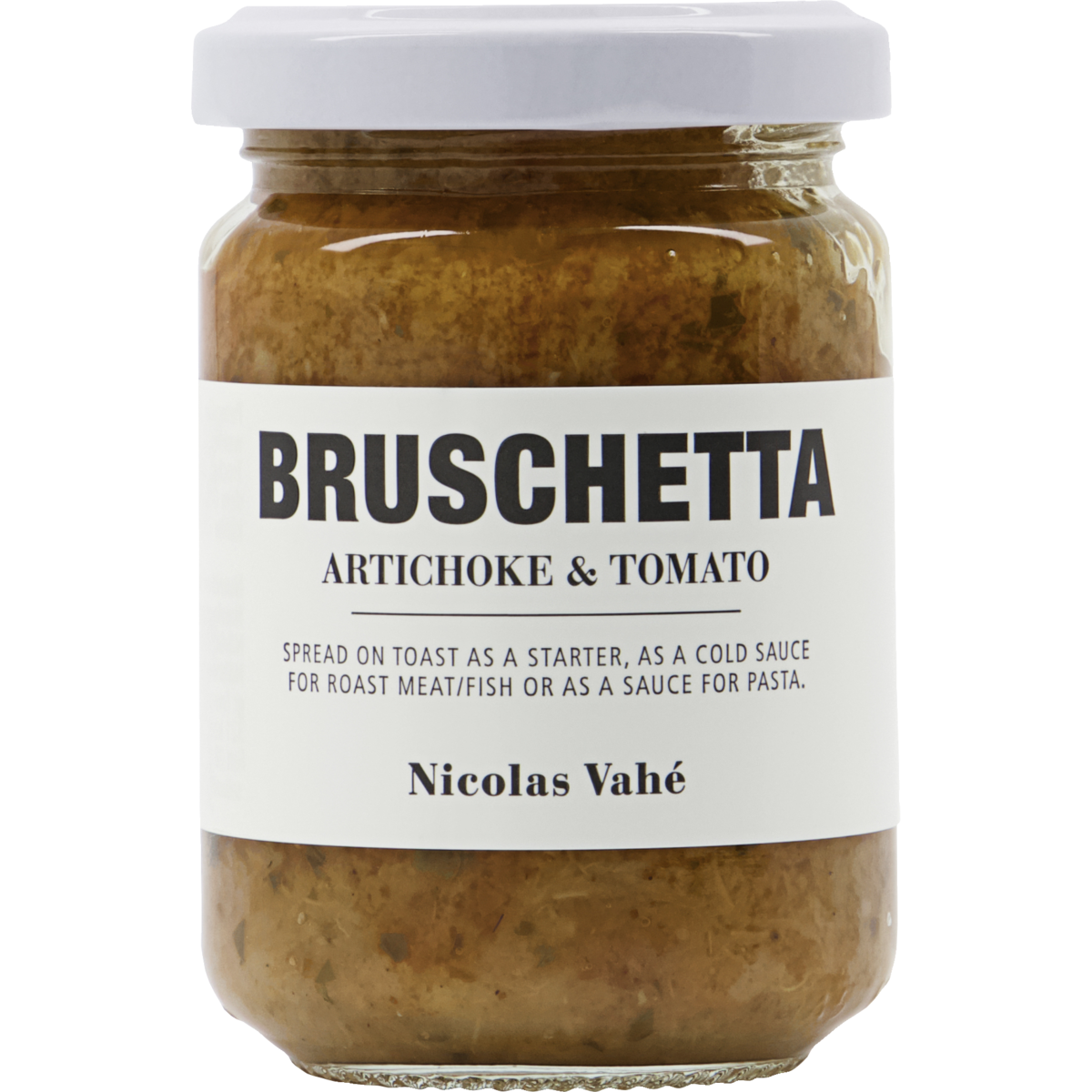 Bruschetta, Artichoke & Tomato by Nicolas Vahé—a delicious spread perfect for toast, pasta sauce, or served cold.