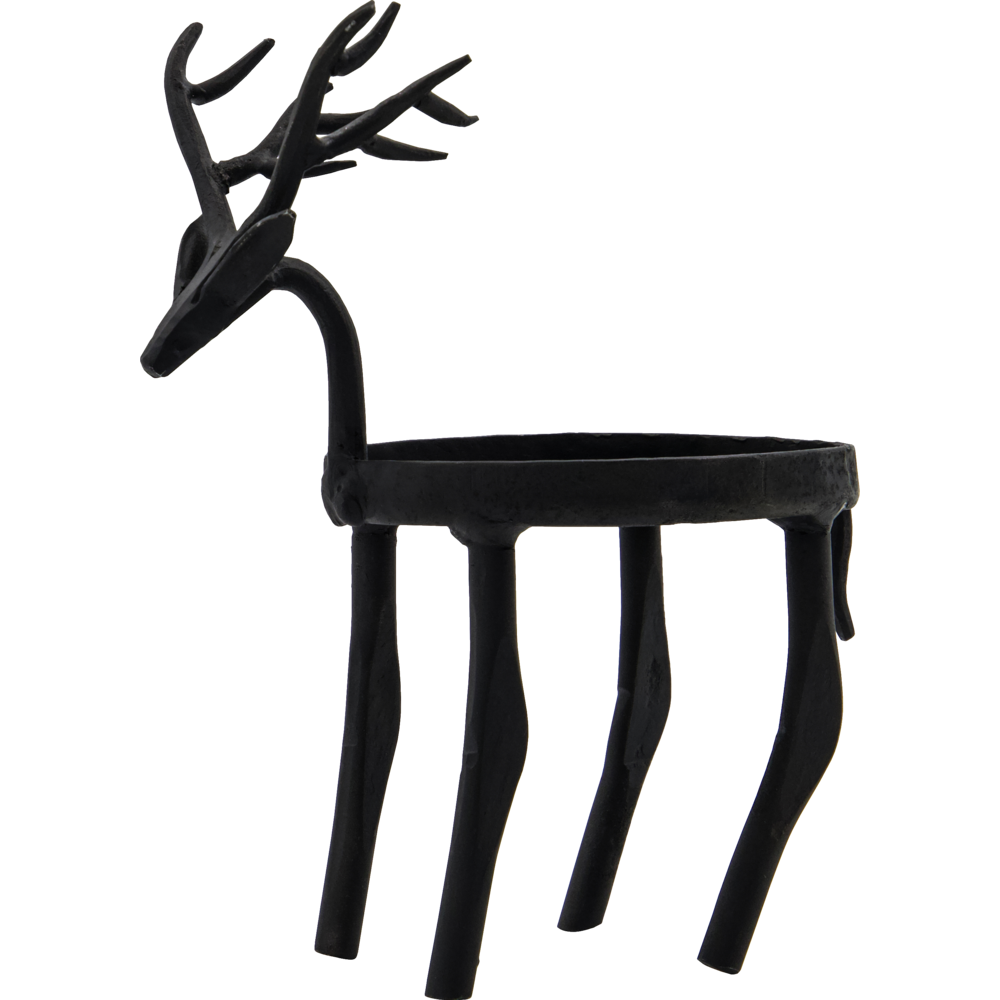 House Doctor Tealight Holder Deer in Iron, Black, a black metal tealight holder in the shape of a standing reindeer.