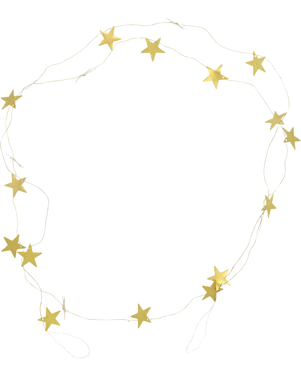The House Doctor Garland Stars in Brass, 2.5 m features delicate gold star ornaments arranged loosely on a white background—a stylish handcrafted accent ideal for Christmas decorating.