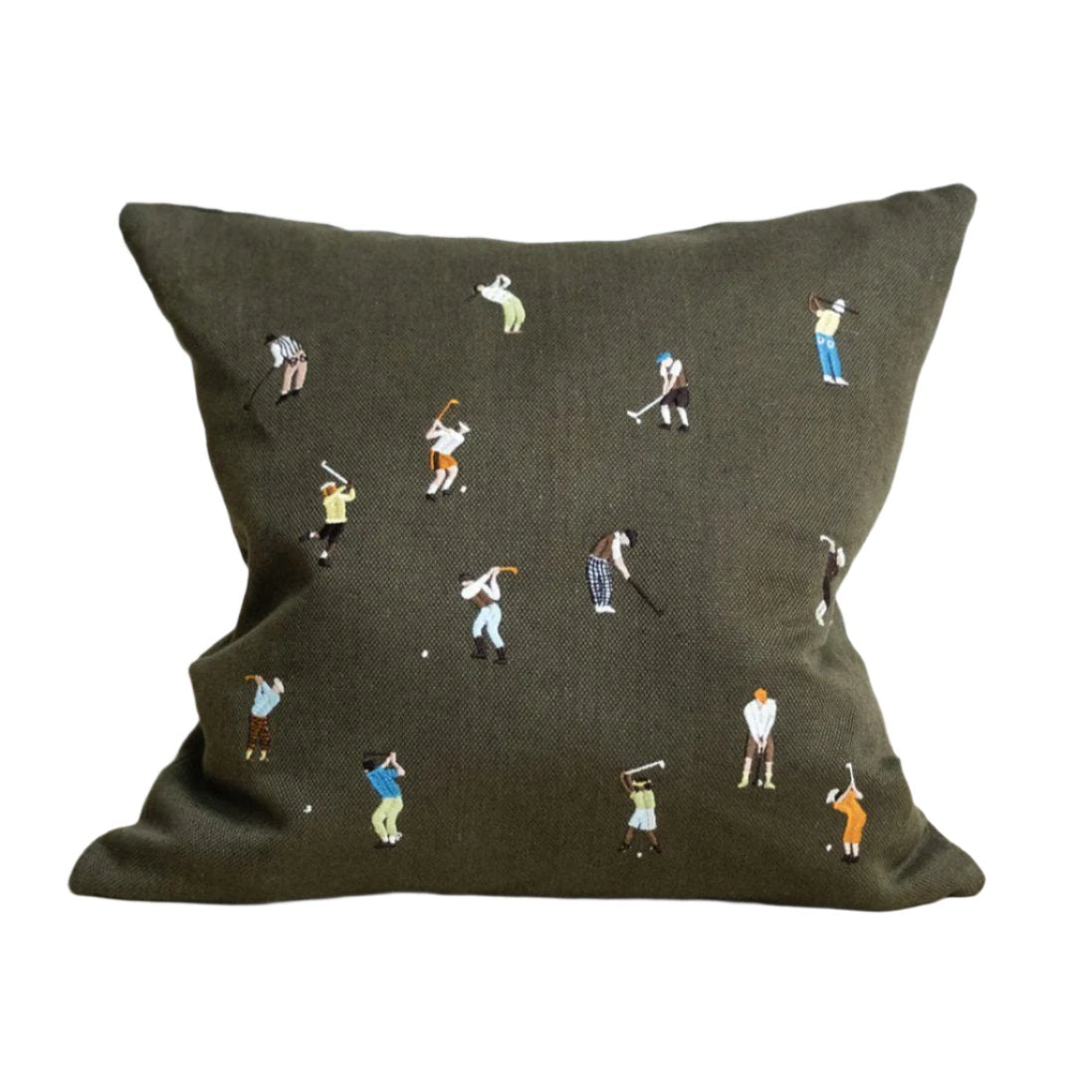 Golf Embroidered Cushion Cover in Green, 48cm x 48cm