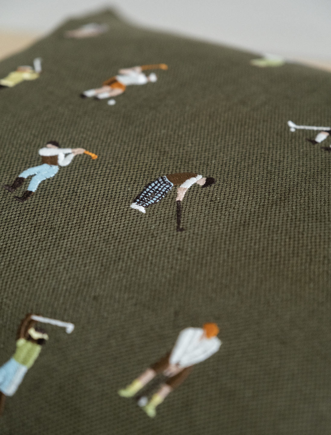 Golf Embroidered Cushion Cover in Green, 48cm x 48cm