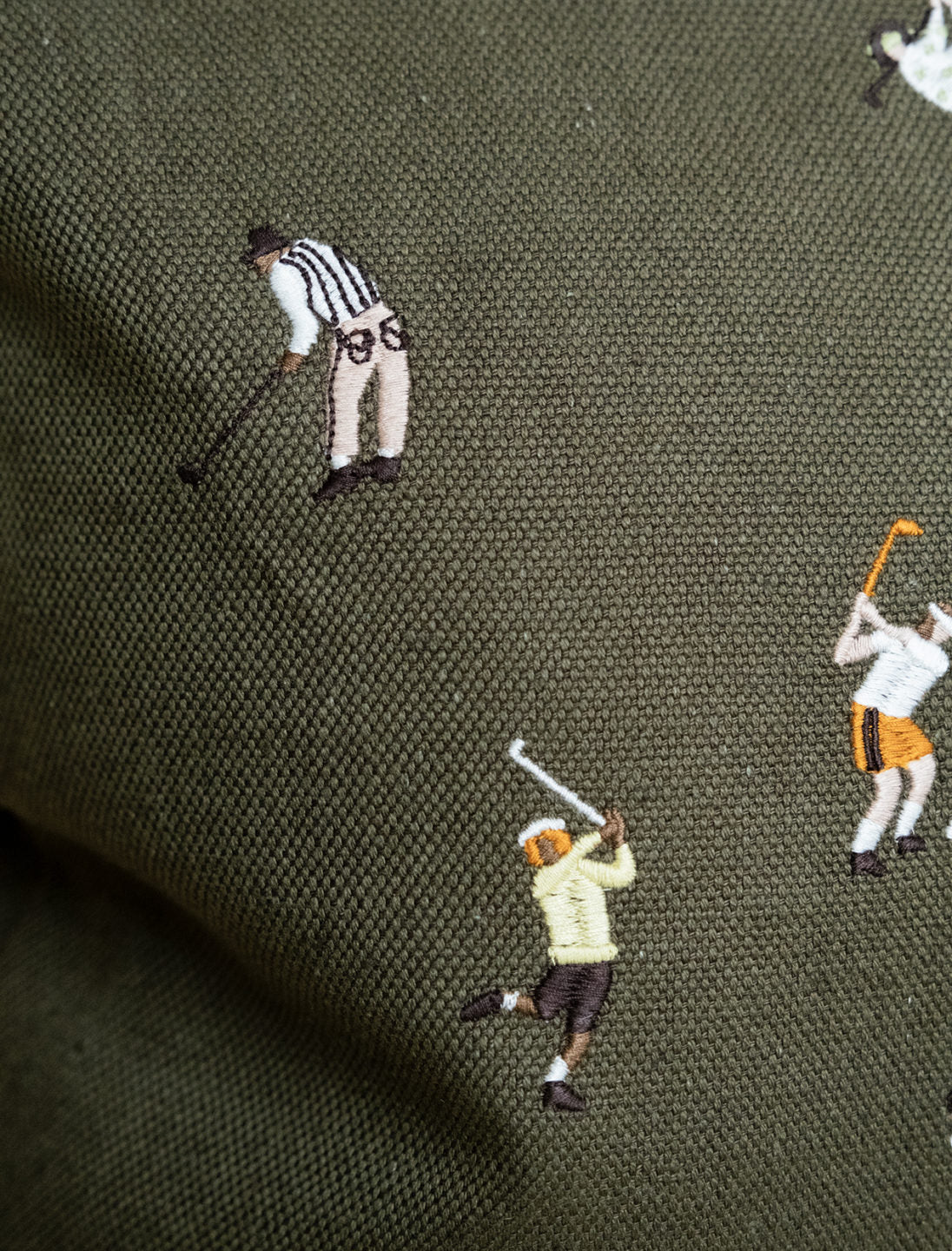 Golf Embroidered Cushion Cover in Green, 48cm x 48cm