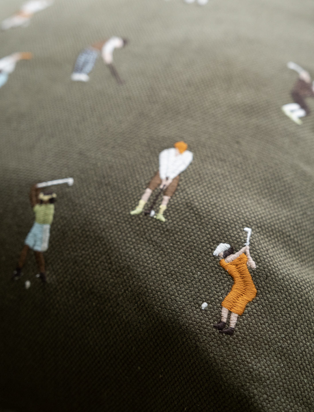 Golf Embroidered Cushion Cover in Green, 48cm x 48cm