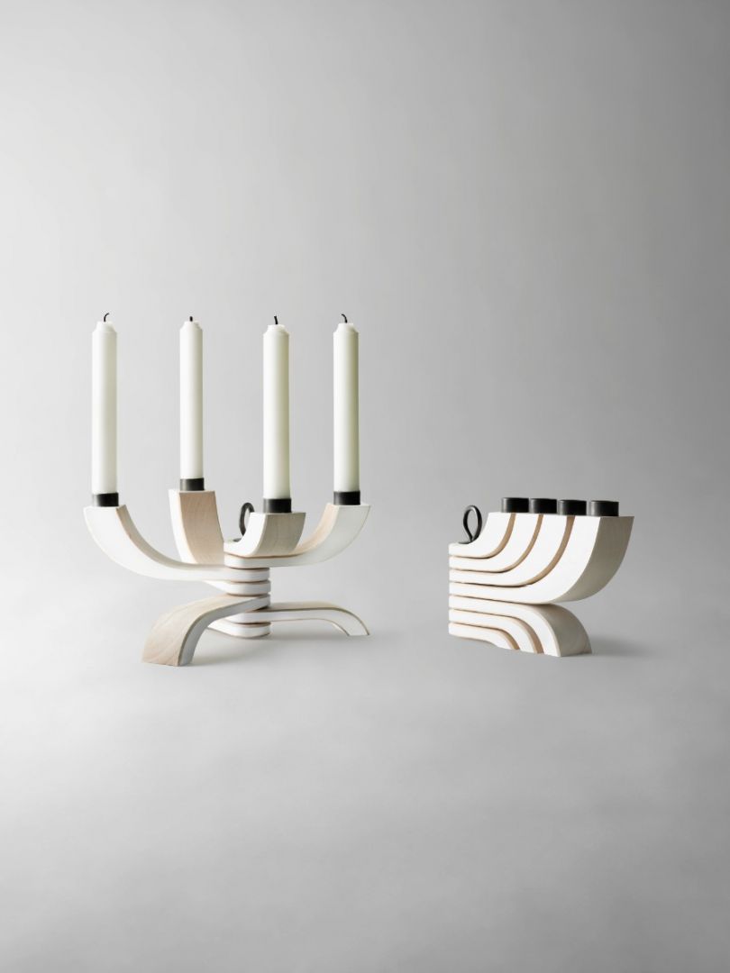 Nordic Light Candle Holder 4 Arms in White - Blabar Nordic Living