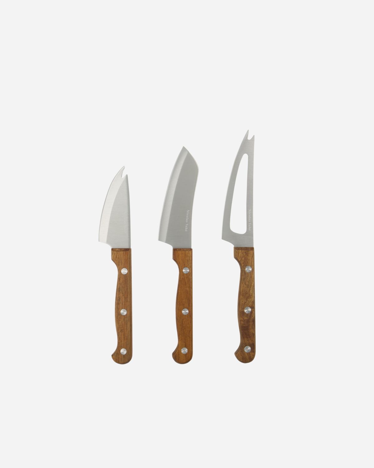 Cheese Knives Set of 3 in Gift Box, w. Acacia Wood handles