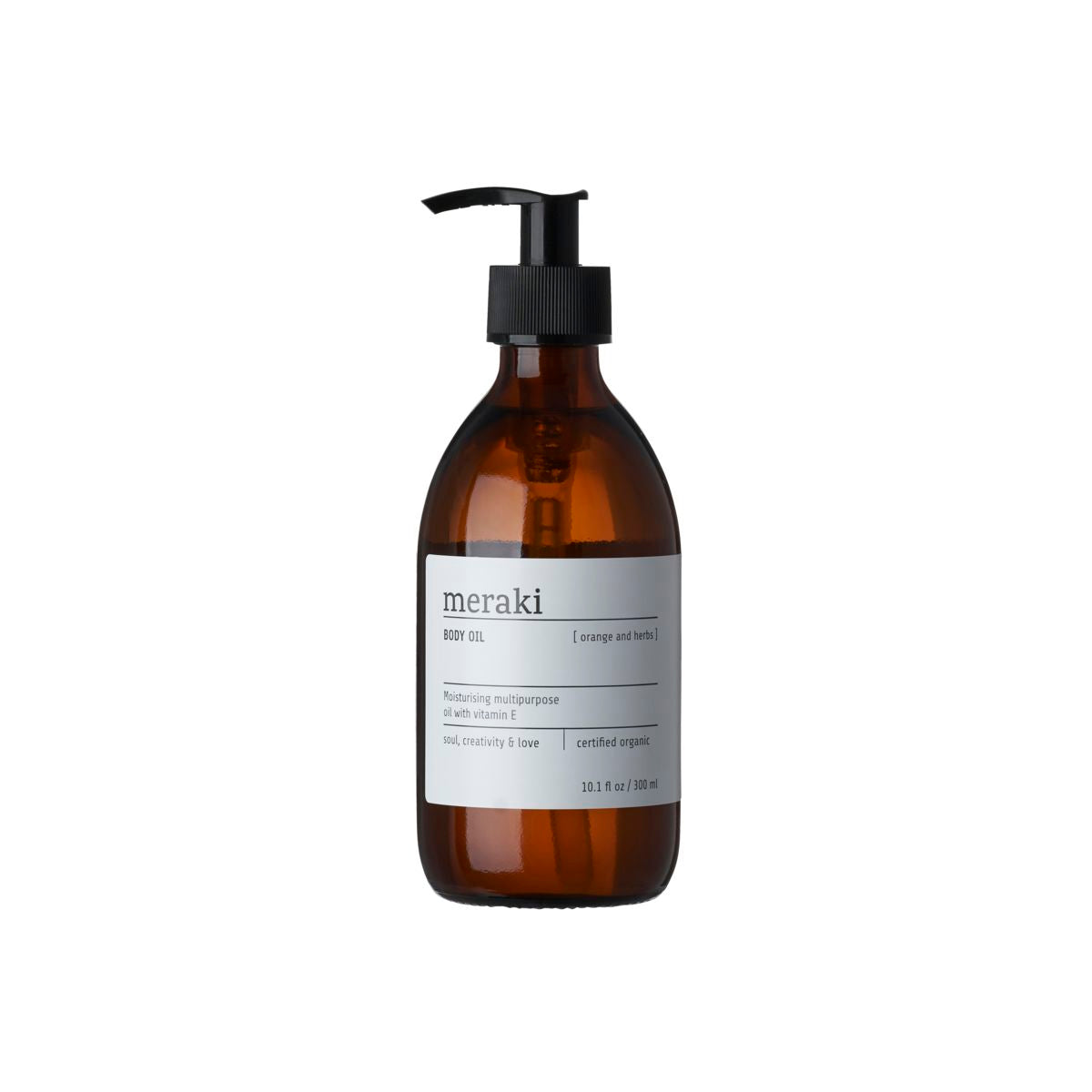 Body Oil Organic, Orange & herbs in Glass Bottle 300ml