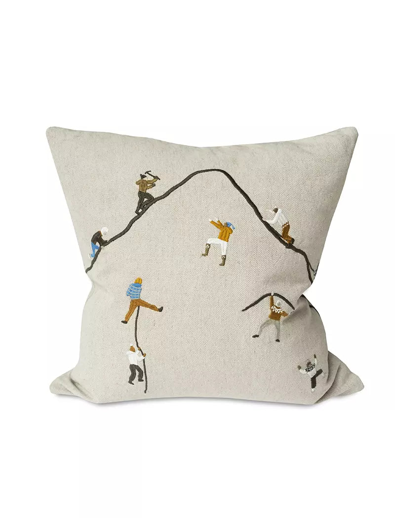 Mountain Climbers Embroidered Cushion Cover | Fine Little Day
