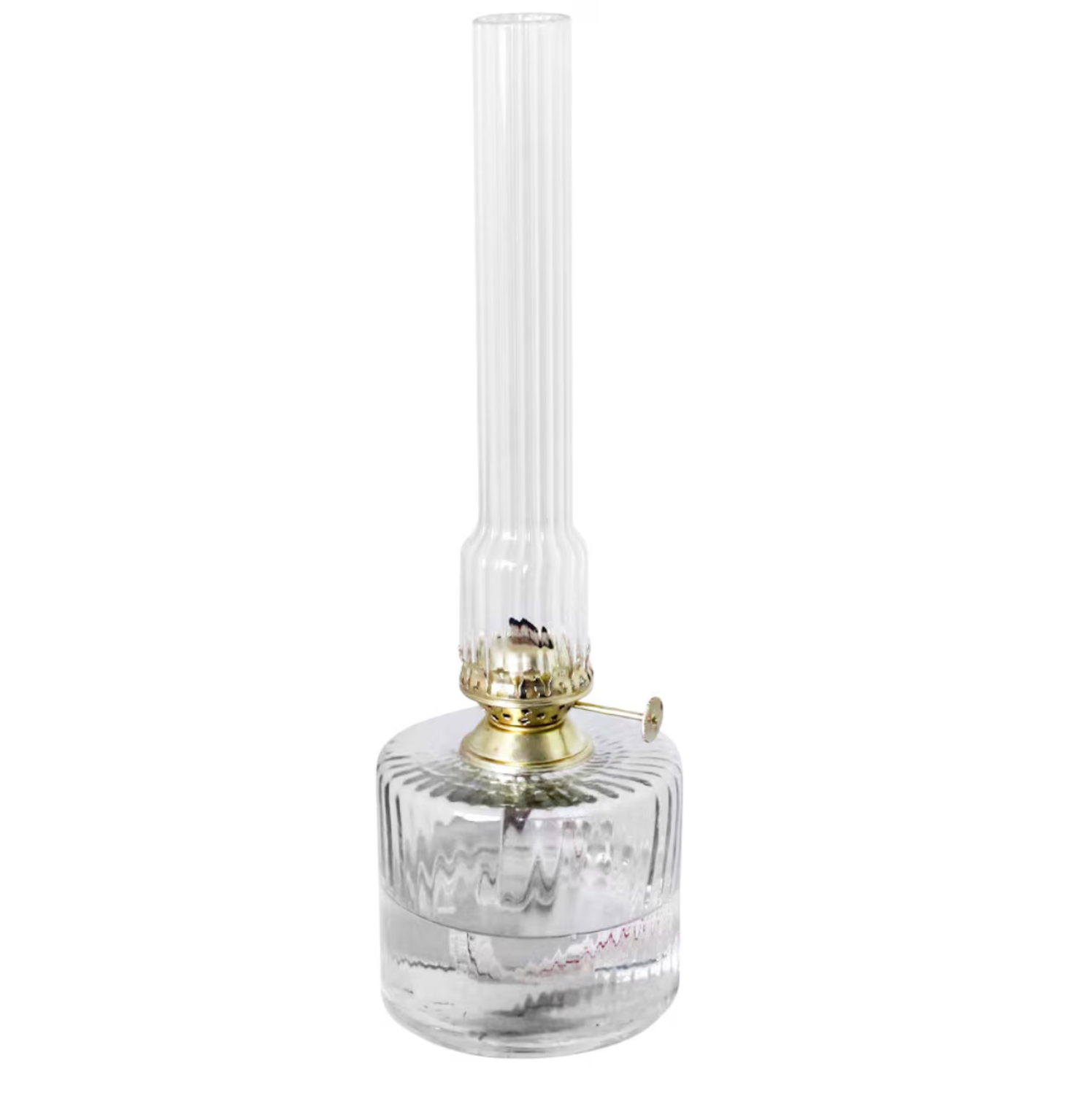 Kerosene Lamp Elvira Large in Fluted Glass w. Antique Brass 30cm
