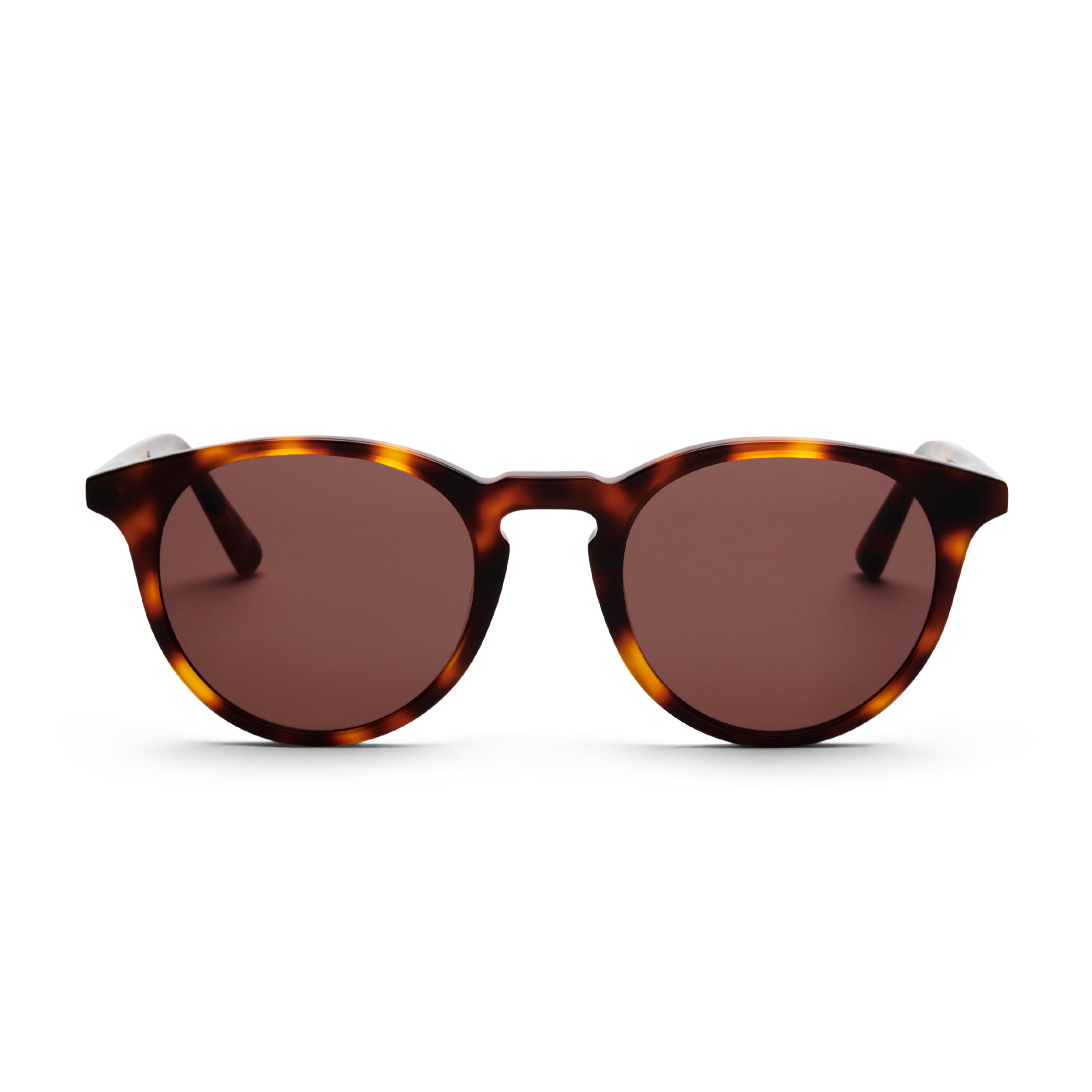 The MESSYWEEKEND Sunglasses New Depp in Tortoise Brown with brown lenses are displayed on a plain black background, combining stylish round frames with UV protection.