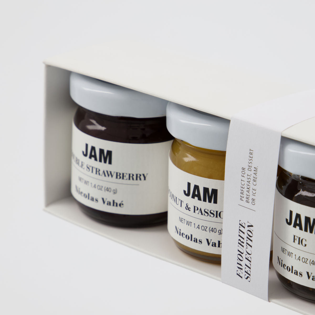 Jam, Favourite Selection 3 x 40g - Double Strawberry, Fig, Coconut & Passion Fruit