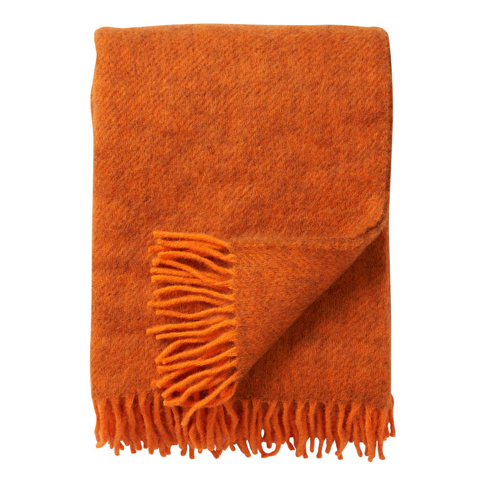 Gotland Throw in Orange. Gotland wool & Lambs wool