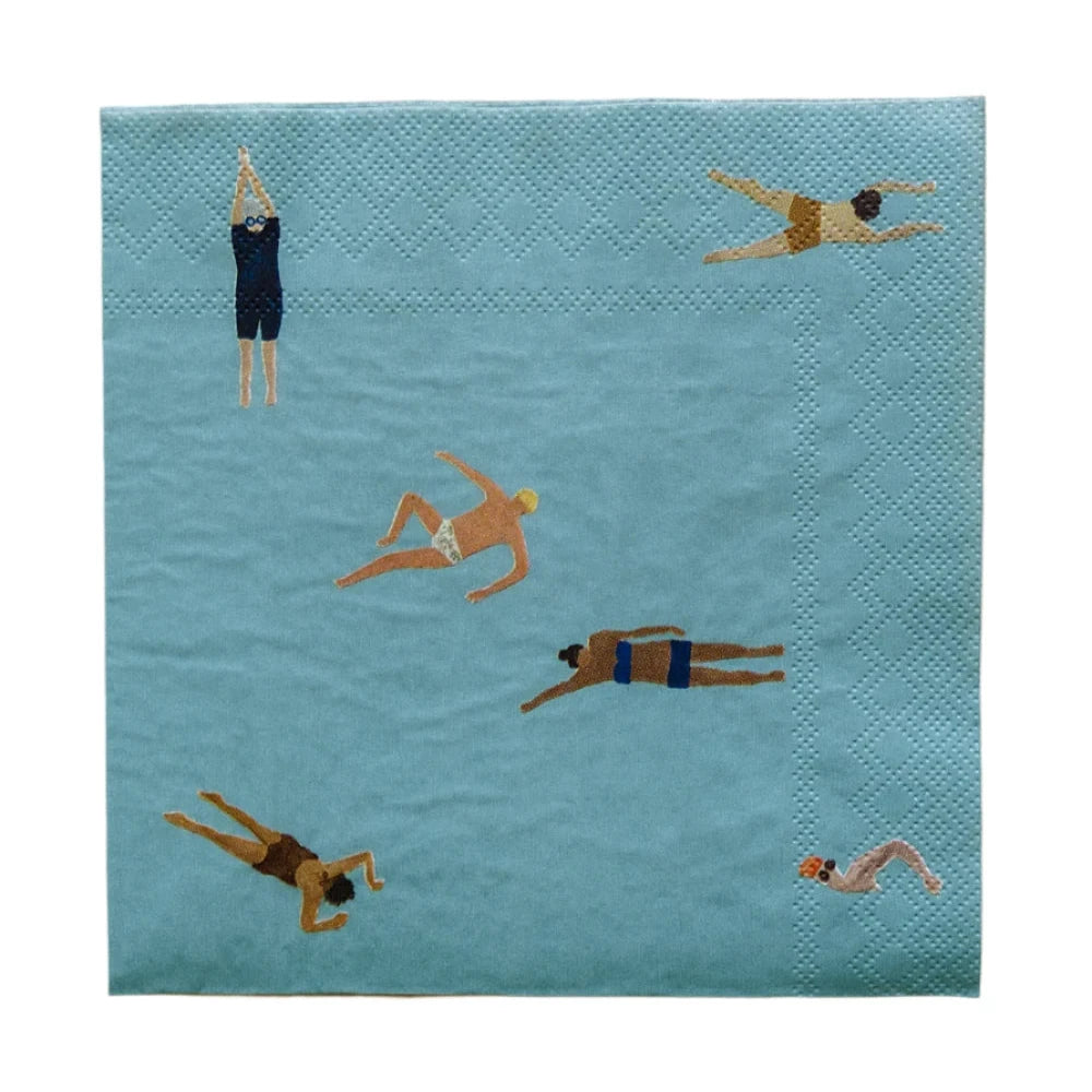 Paper Napkins with Swimmers, 33x33 cm