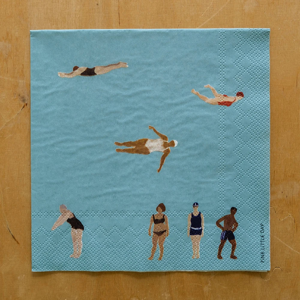 Paper Napkins with Swimmers, 33x33 cm