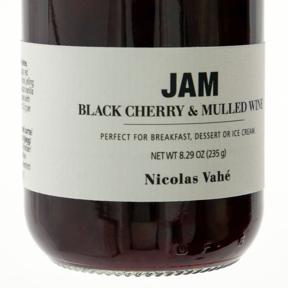 Jam Seasonal - Black Cherry & Mulled Wine by Nicolas Vahé is a gourmet spread with rich black cherry and mulled wine flavors—ideal for breakfast, desserts, or as an ice cream topping.