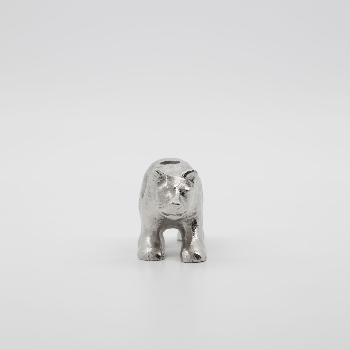 Candle Holder Polar Bear in Antique Silver