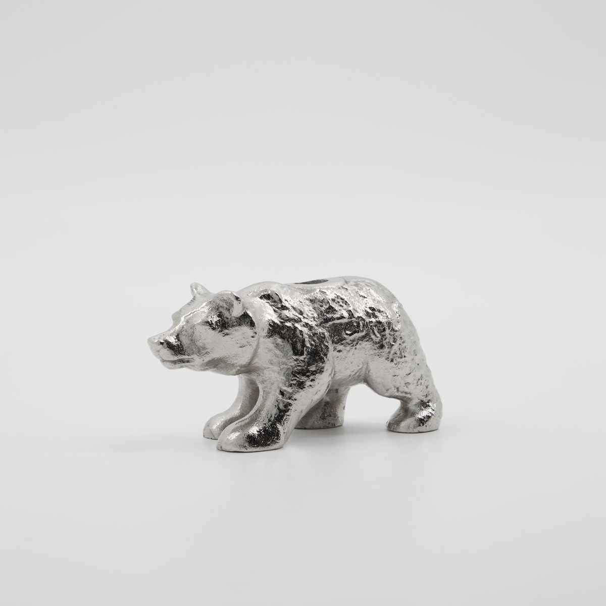 Candle Holder Polar Bear in Antique Silver