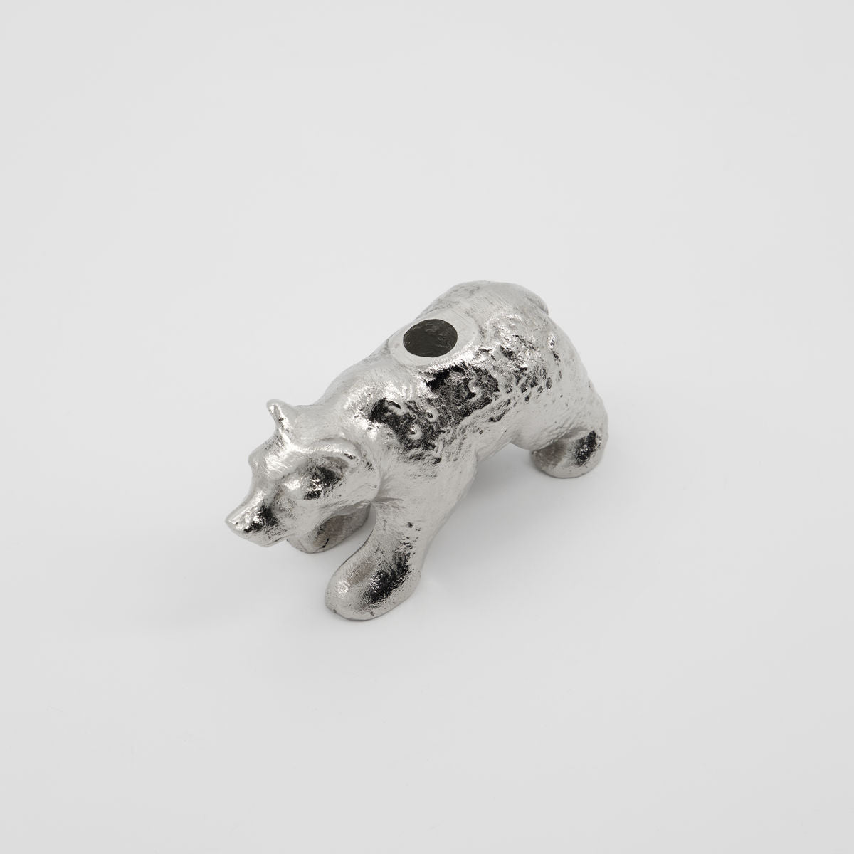 Candle Holder Polar Bear in Antique Silver