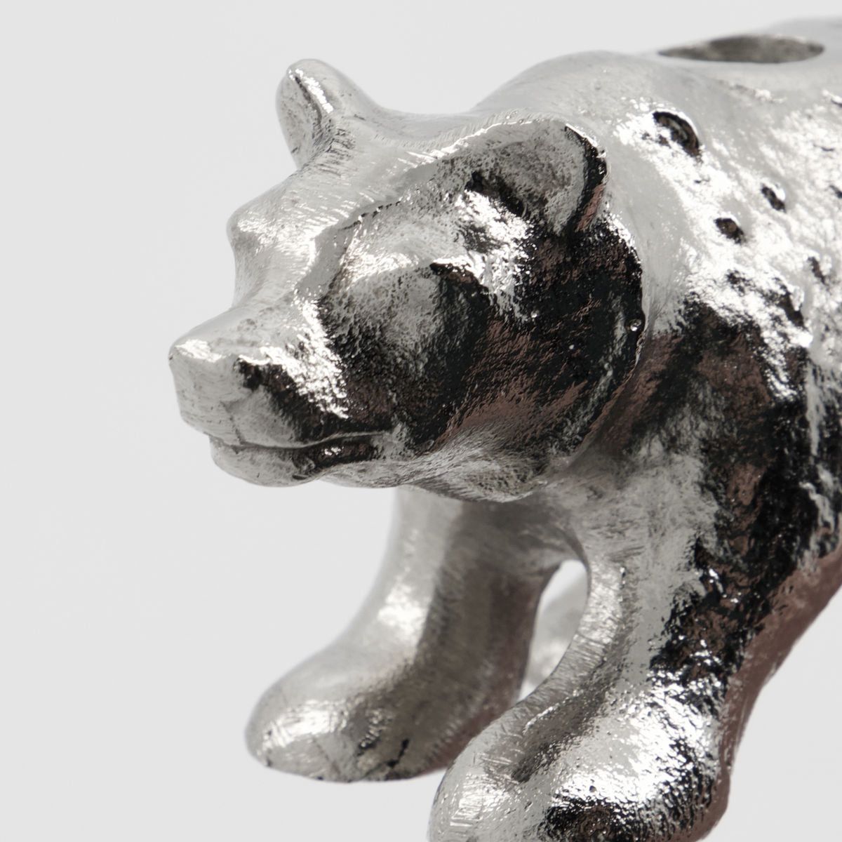 Candle Holder Polar Bear in Antique Silver