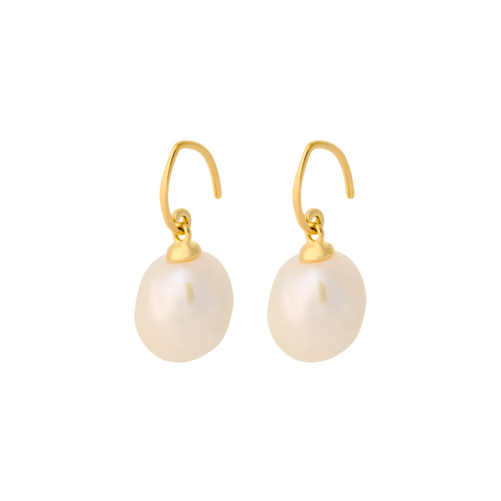Lagoon Earhooks, Earrings, Gold and Pearl