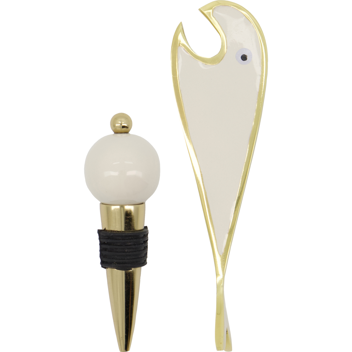 Fish Bottle Opener and Bottle Stopper in Gold and Sand