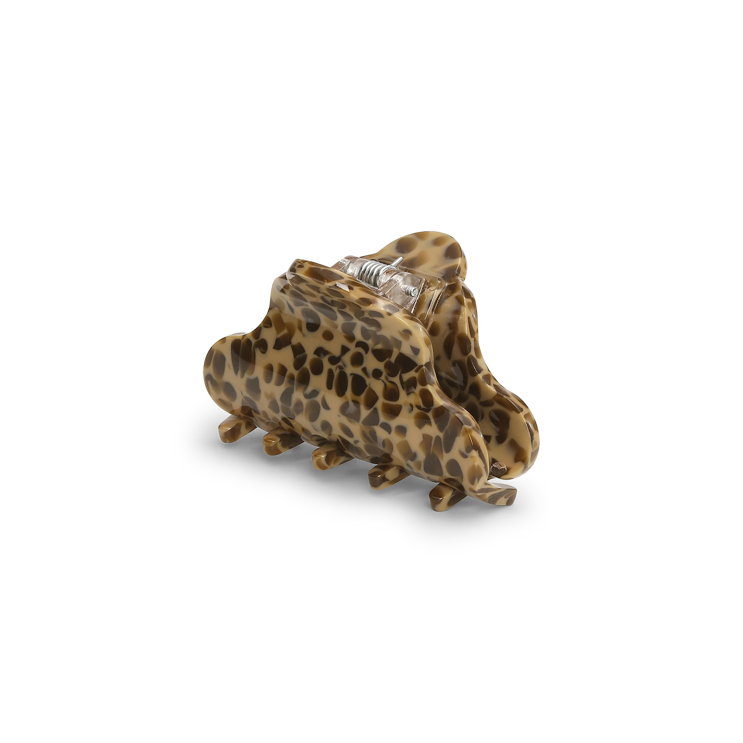 The Sui Ava Lene Sable Mini Hair Claw Clip in Brown features a chic tortoiseshell design with interlocking teeth, displayed against a plain white background.