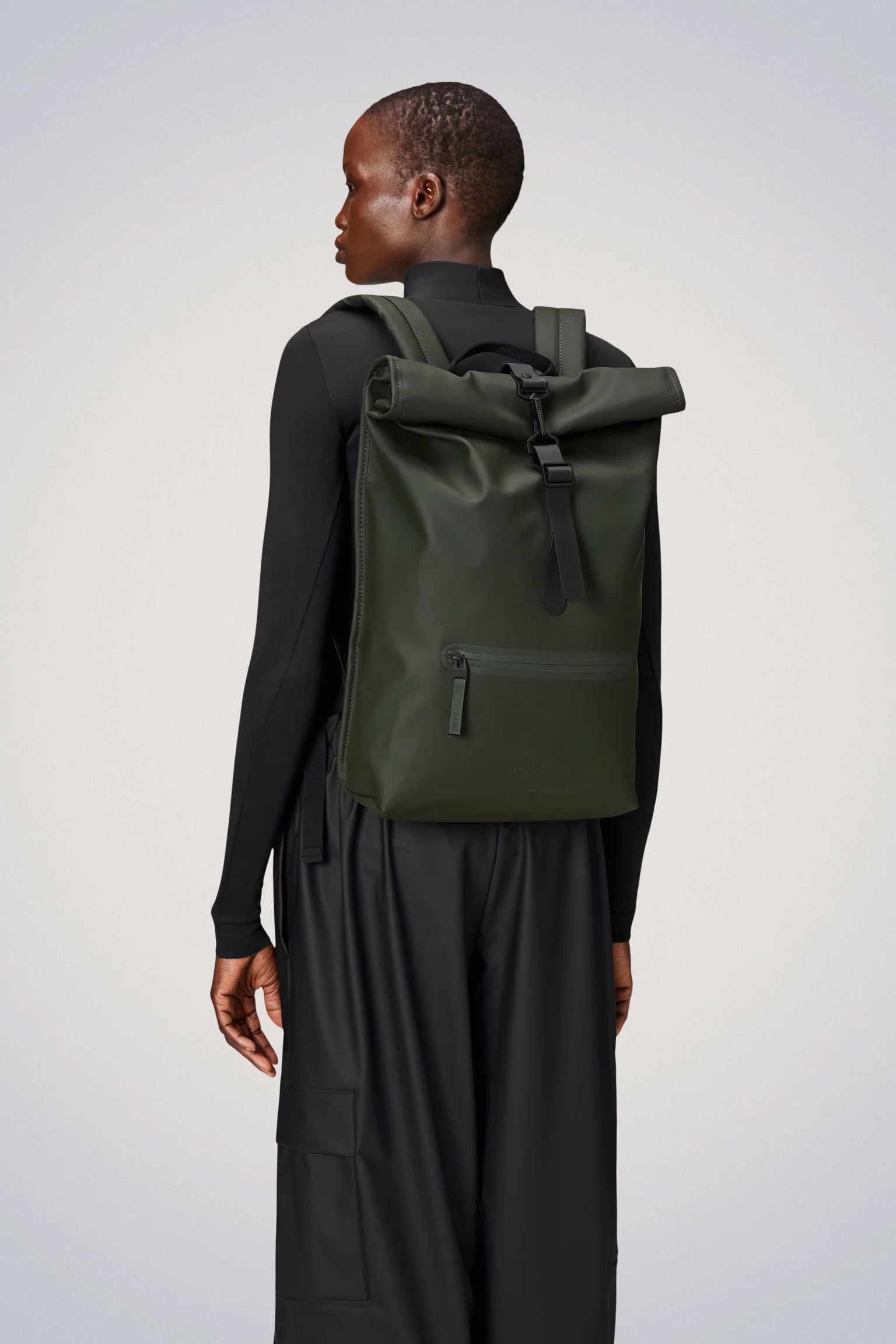 Rains Rolltop Rucksack Backpack in Green