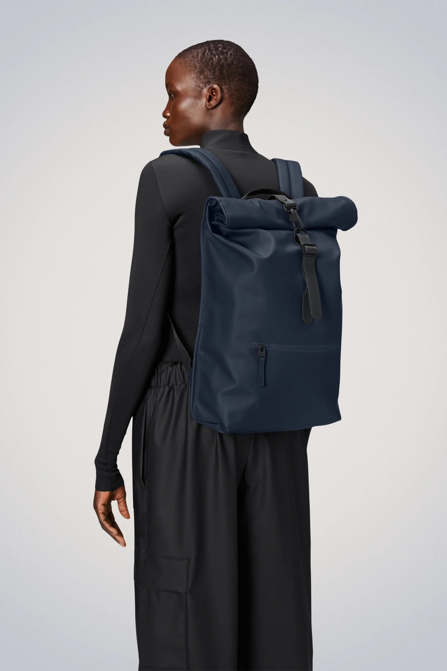 Rains Rolltop Rucksack Backpack in Navy