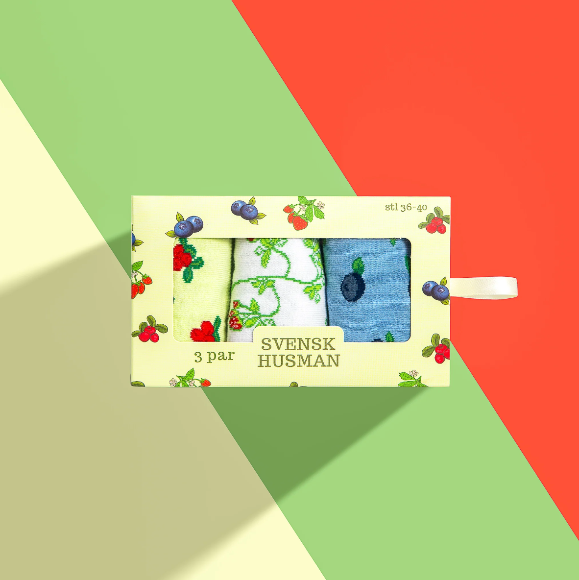 Swedish Berries Socks Gift Box 3 pack size 36-40