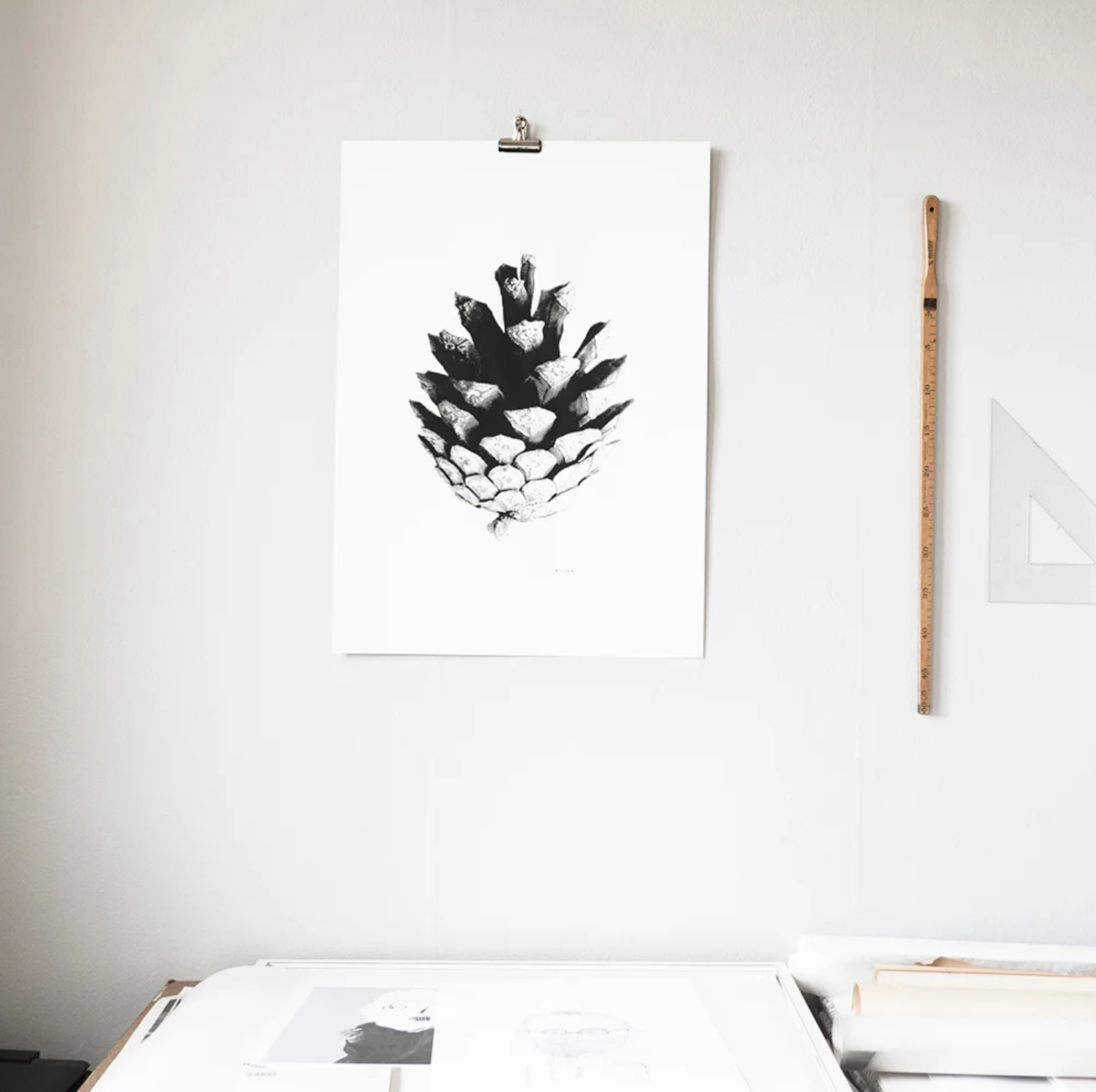 Screenprint Kotten (pinecone) 46 x 64 cm