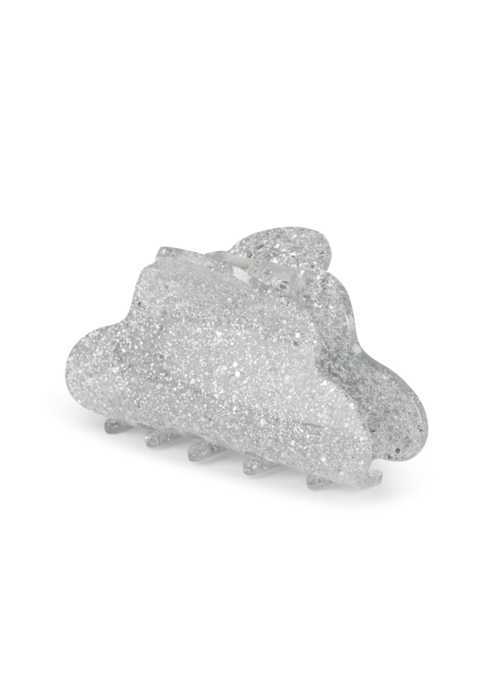 Sui Ava Lene Glitter Big Hair Claw Clip in silver glitter, featuring a cloud-like shape.
