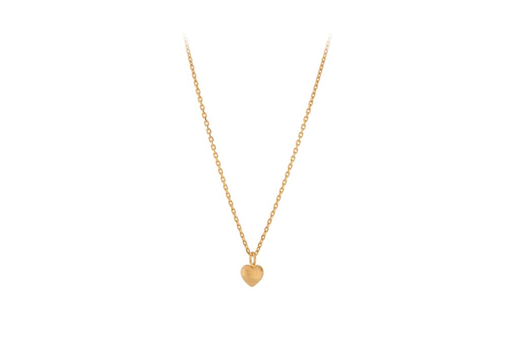 Love Necklace in Gold w. Heart pendent on chain