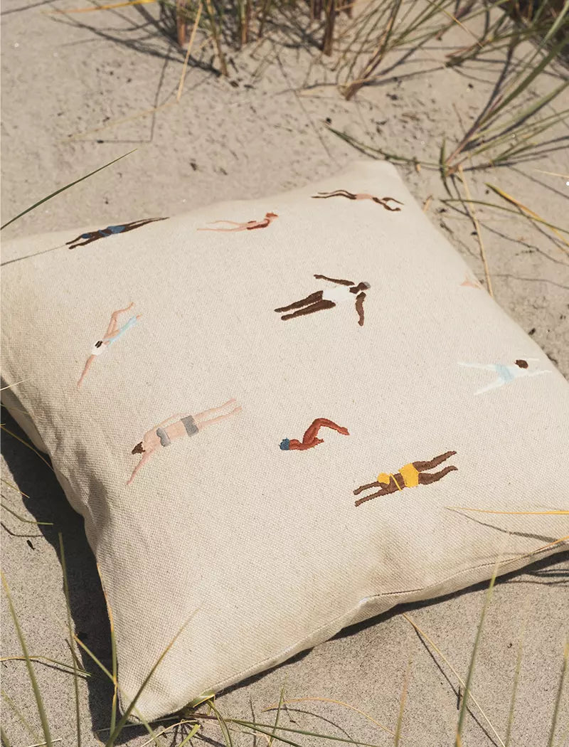 Swimmers Embroidered Cushion Cover w. Inner Cushion