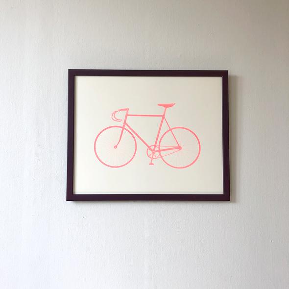 Screenprint Ride (bike) Fluorescent Red 50 x 40cm - Blabar