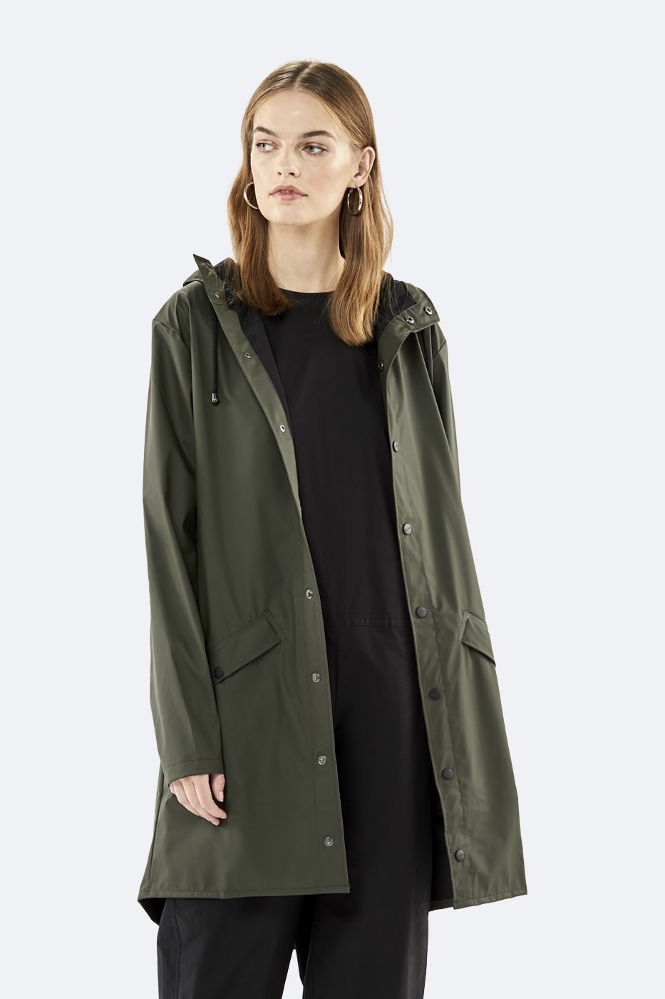 Rains Unisex Long Jacket in Green - Blabar