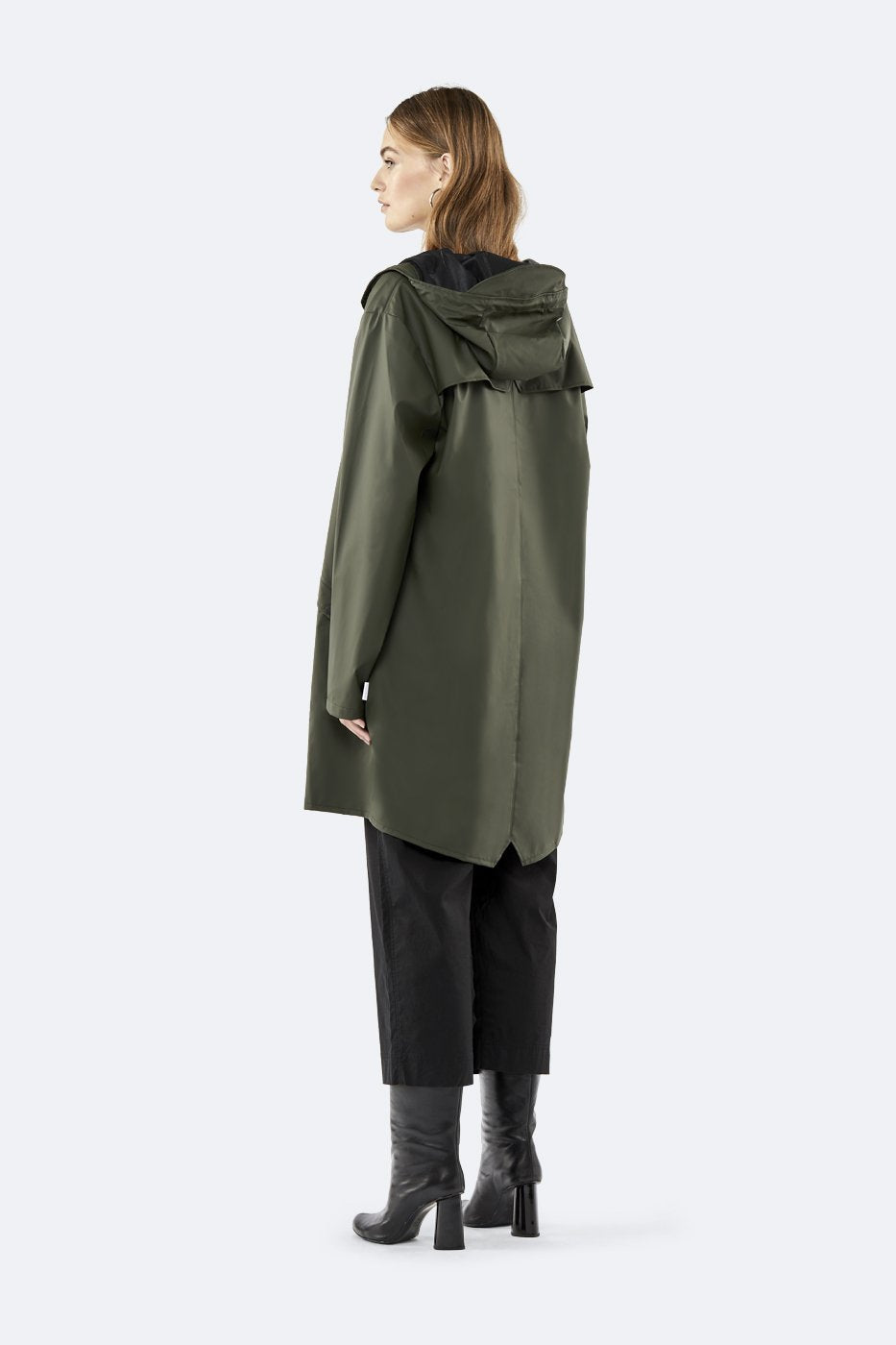 Rains Unisex Long Jacket in Green - Blabar