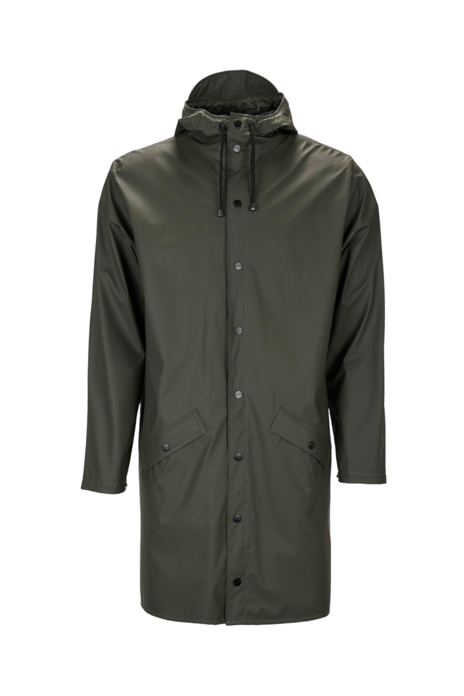 Rains Unisex Long Jacket in Green - Blabar