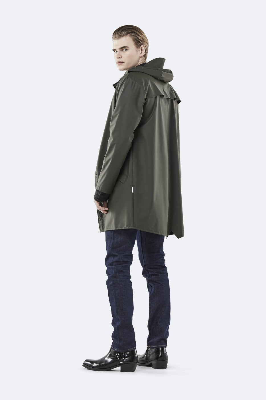 Rains Unisex Long Jacket in Green - Blabar