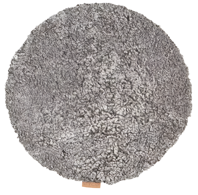 Ida Round Sheepskin Seat Cushion / Chair Pad 38cm in Grey Graphite