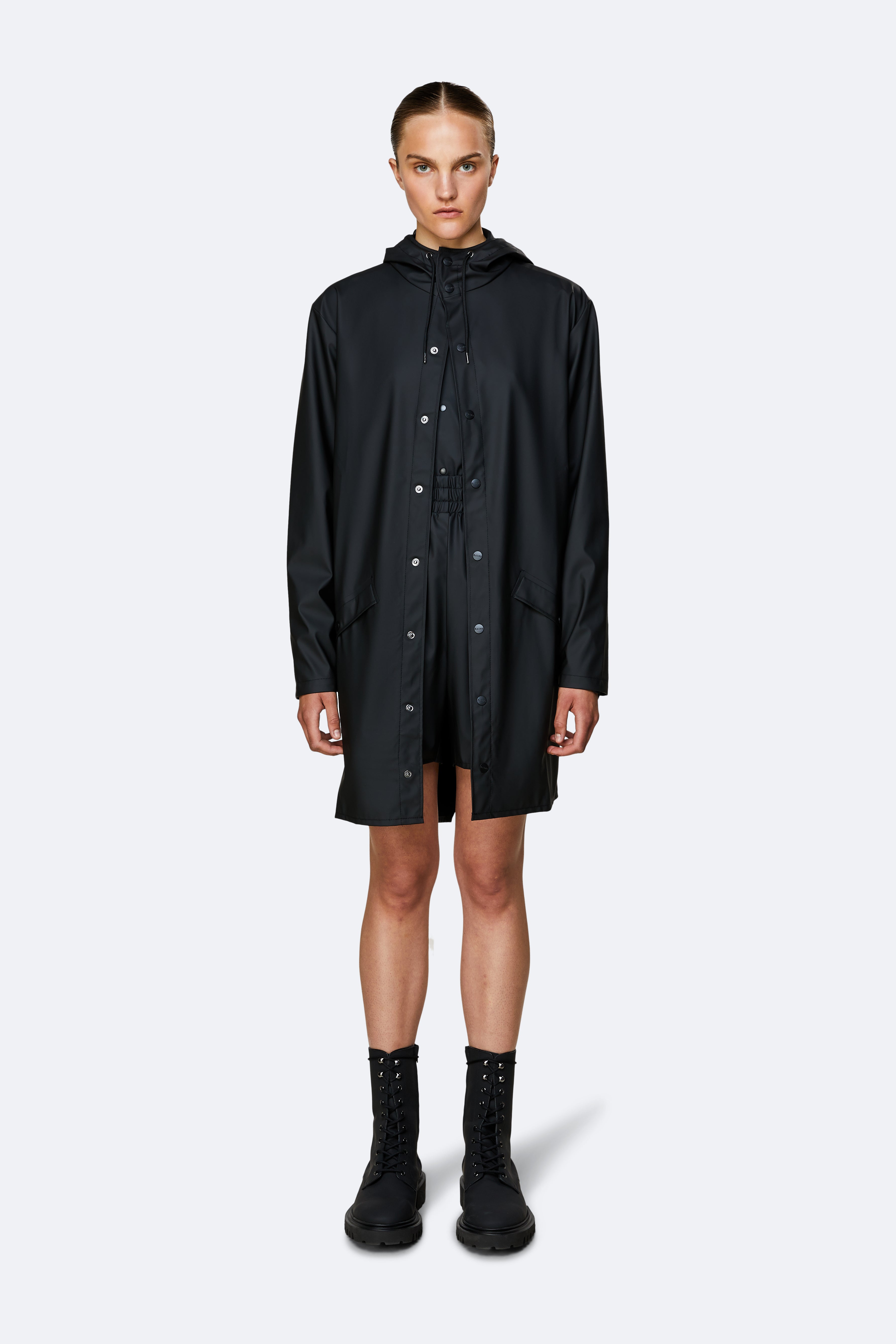 Rains Unisex Long Jacket in Black