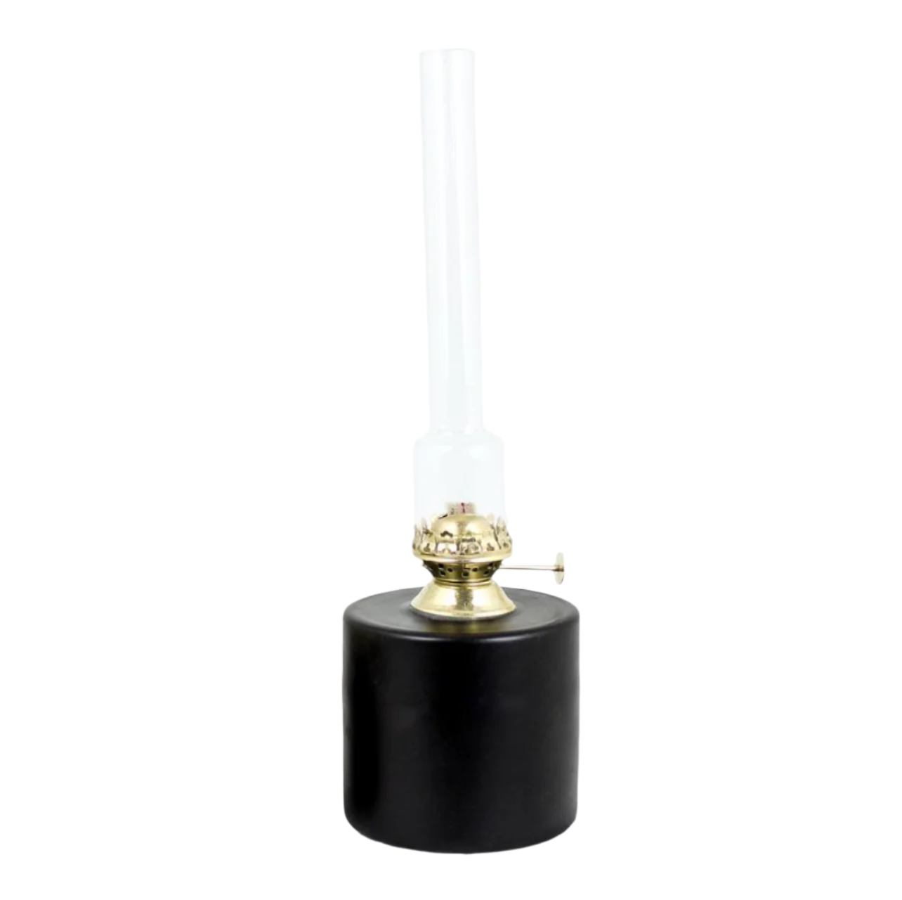 Oil Lamp in Black w. Brass Large 30cm