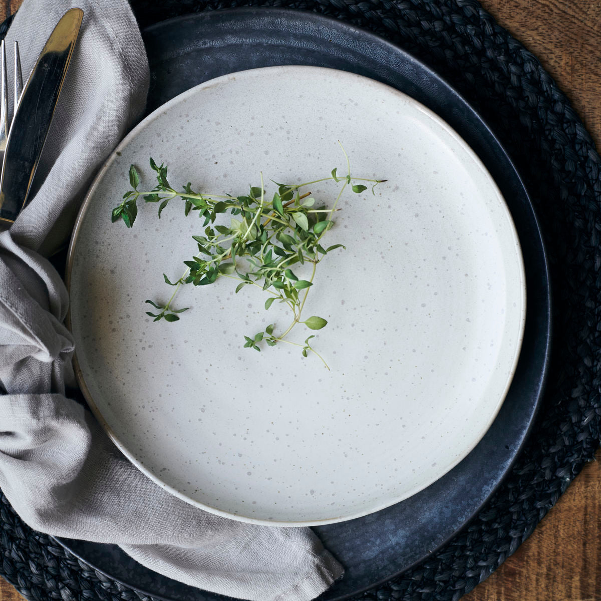 Lunch Plate Pion in Stoneware Grey/White 21.5cm