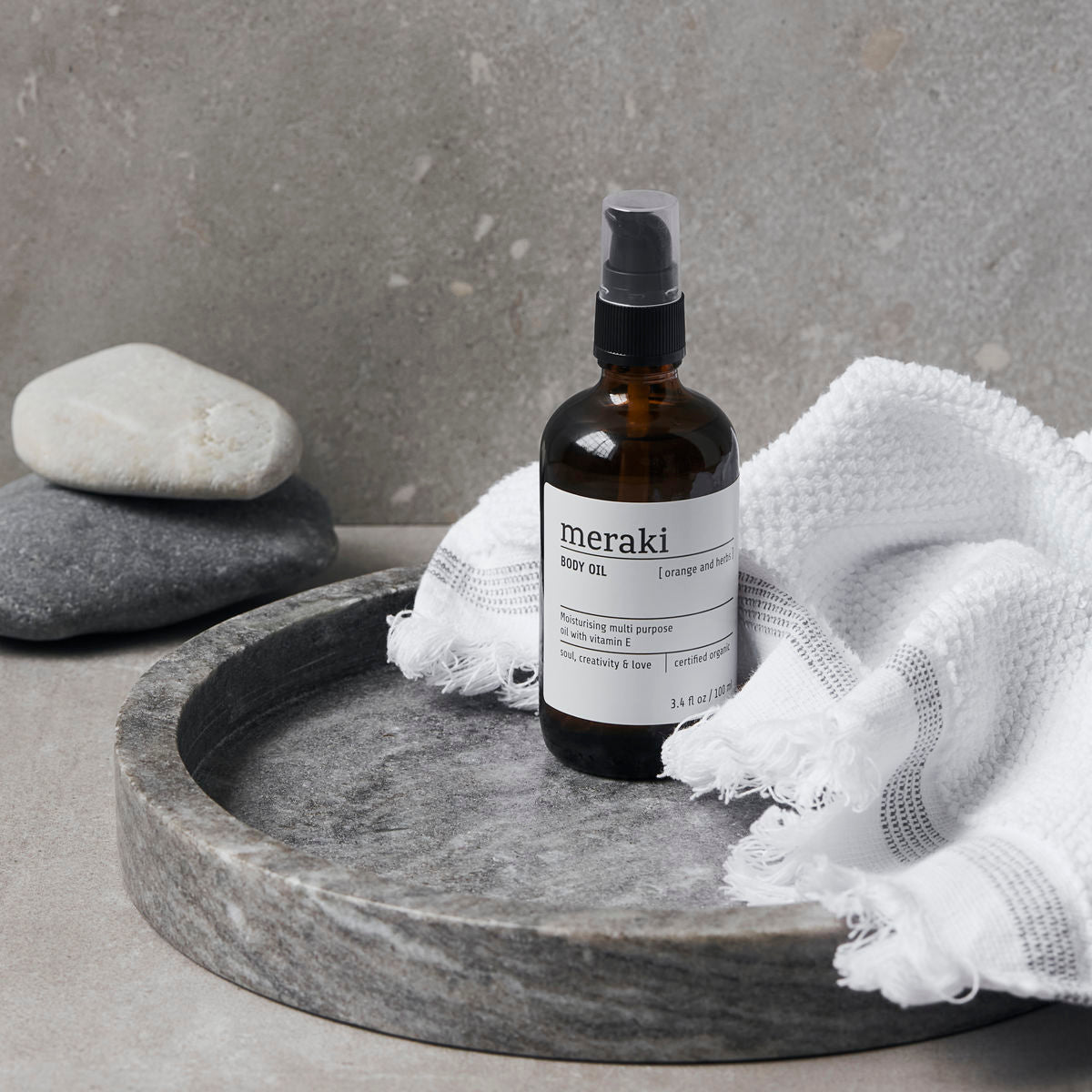 Body Oil Organic, Orange & Herbs 100ml in Glass Bottle