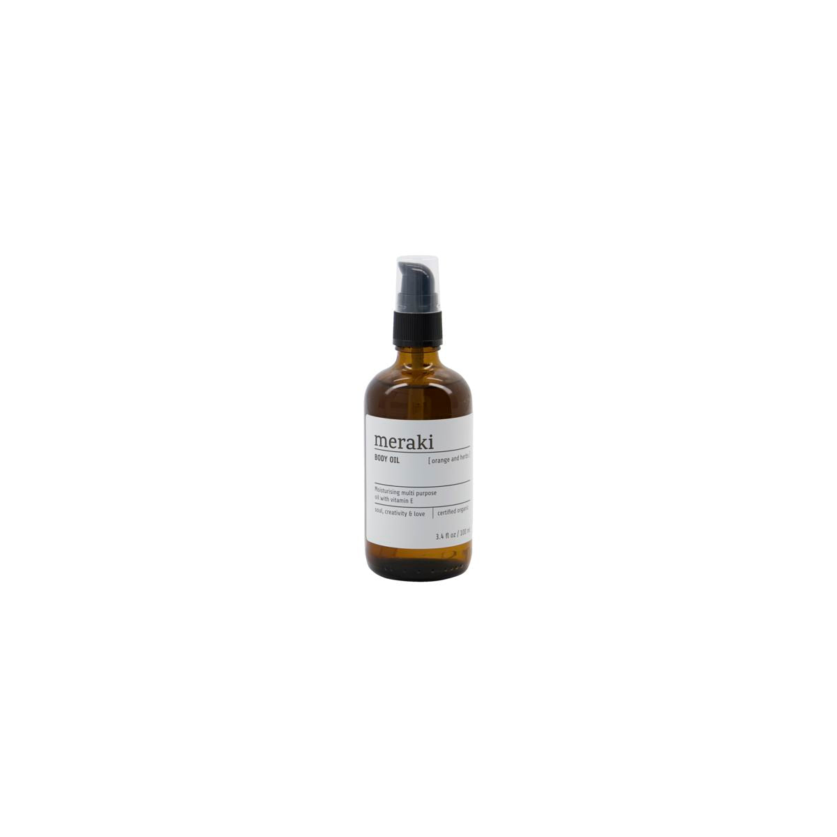 Body Oil Organic, Orange & Herbs 100ml in Glass Bottle