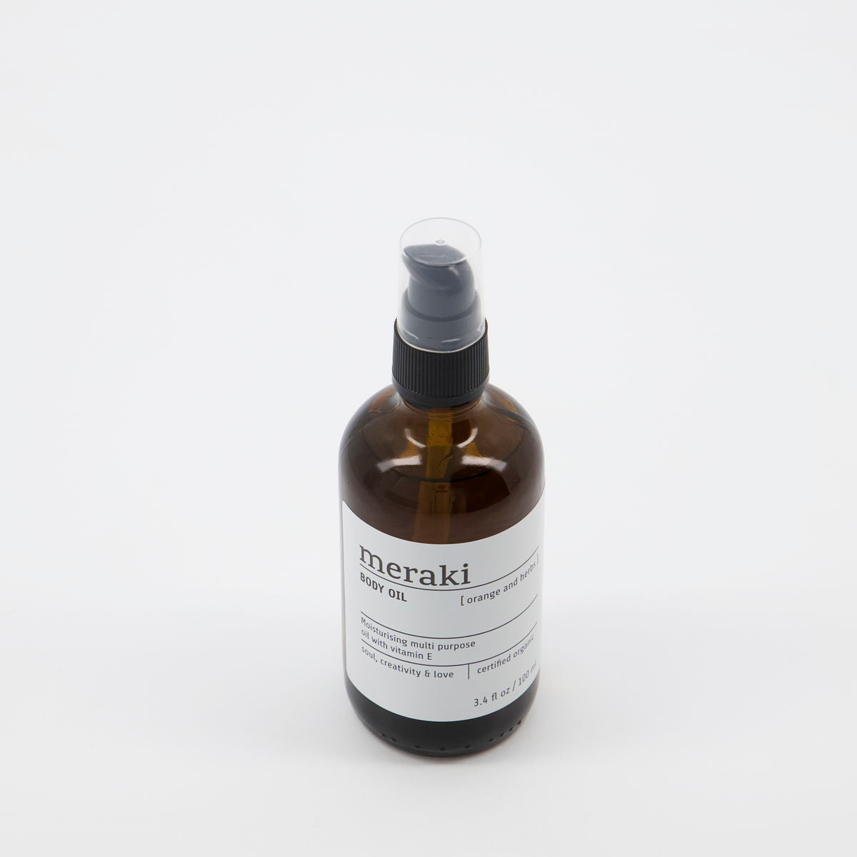 Body Oil Organic, Orange & Herbs 100ml in Glass Bottle