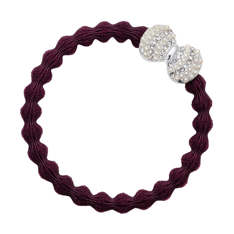 Bangle Band Silver Diamanté Bow in Plum