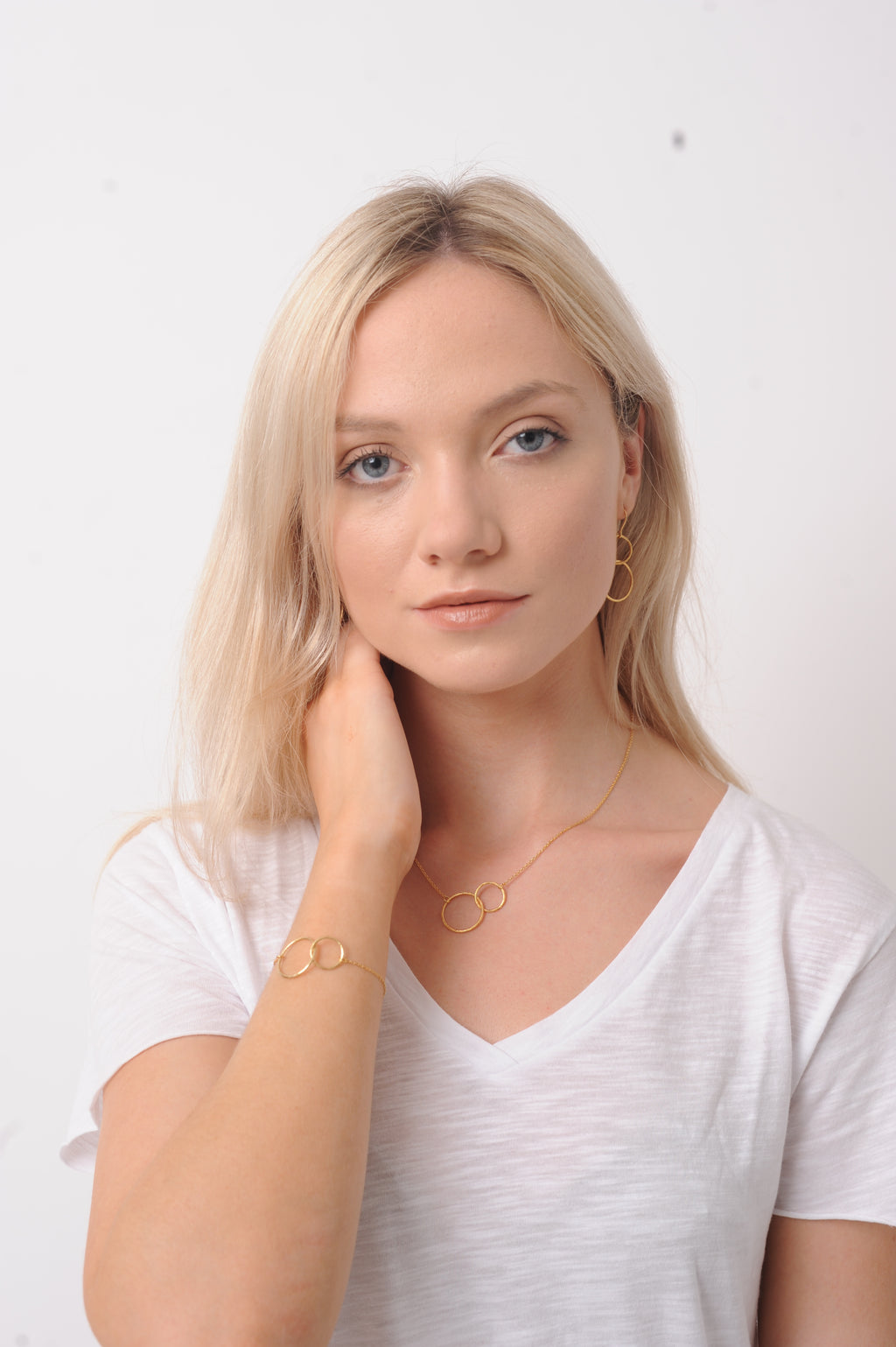 Double Plain Ring Necklace in Gold