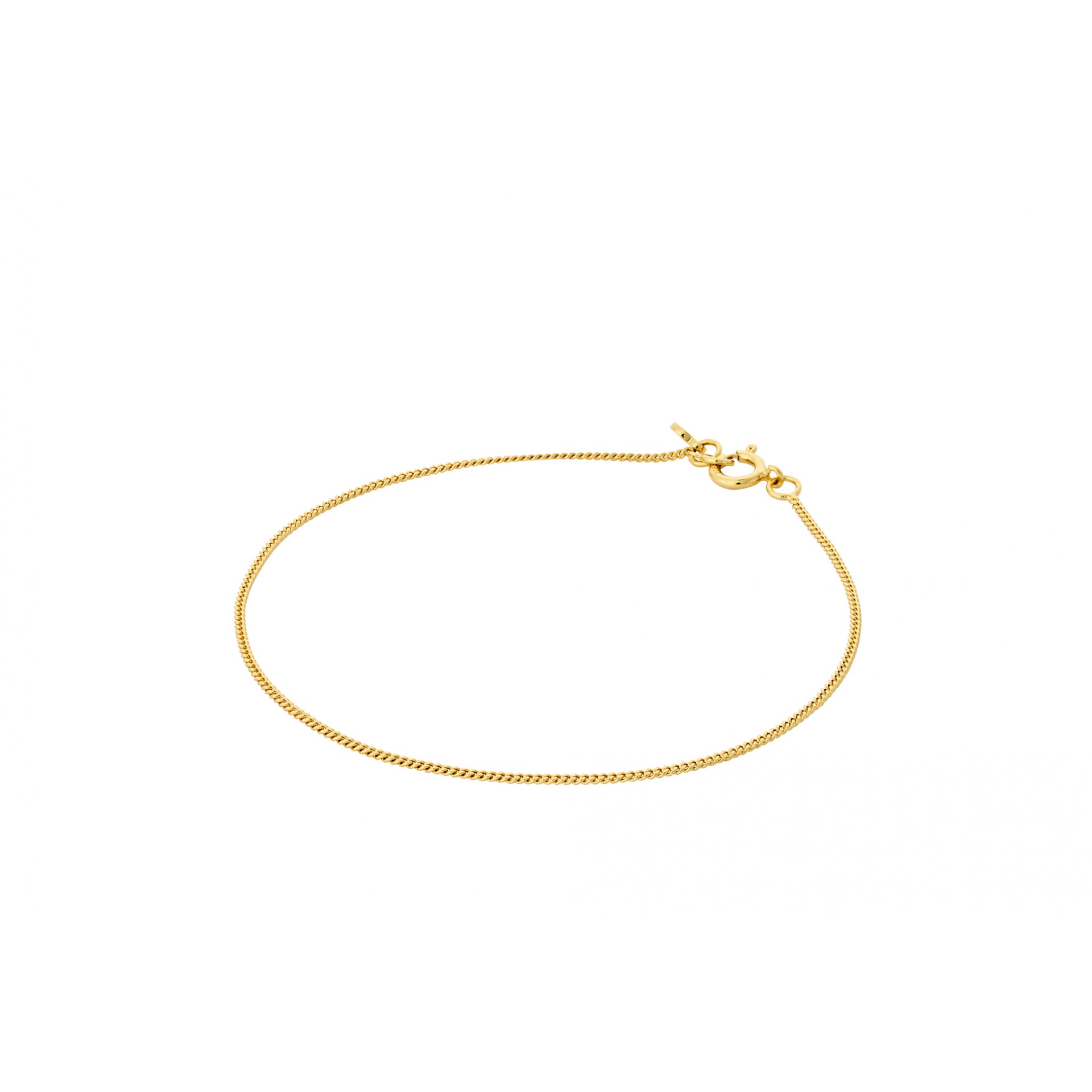 The EA Bracelet in Gold by Pernille Corydon is a thin chain with a small lobster clasp, perfect for mixing or creating your own combination, shown on a white background.