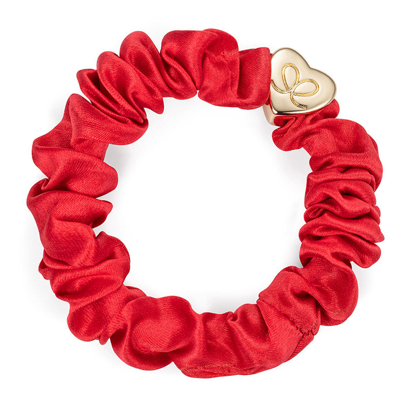 Silk Scrunchie Gold Heart · peachy red