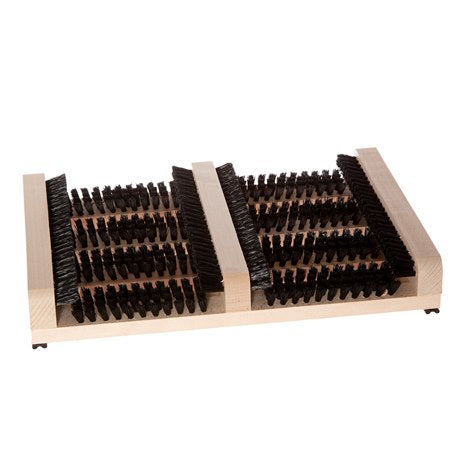The Iris Hantverk Bootscraper in Beech Wood (36x27cm) features stiff black bristles in rows to clean shoe soles and sides—durable and perfect for outdoor use.